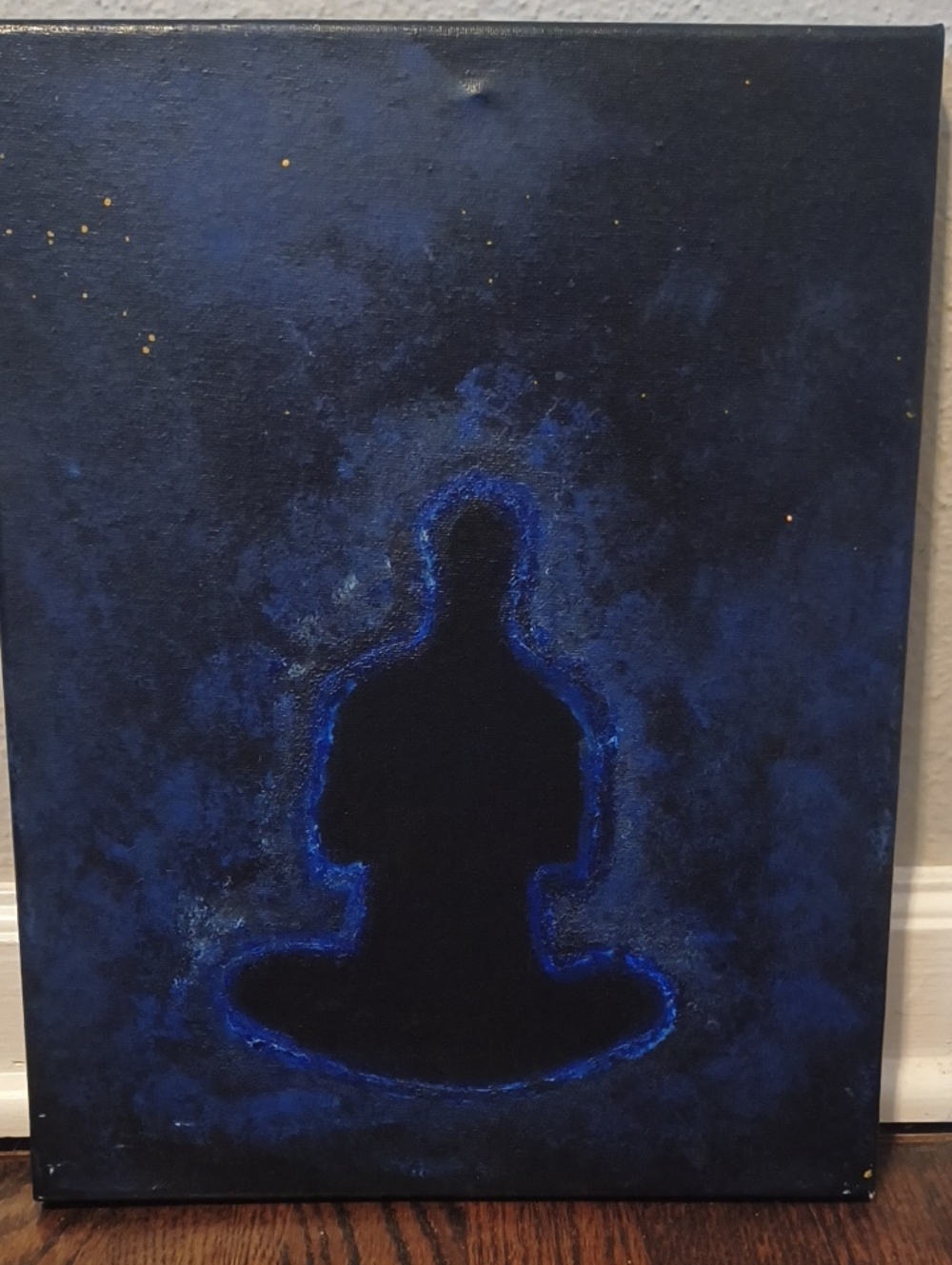 Unknown Brand Blue Silhouette Meditation Wall Art